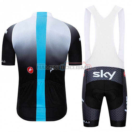 Abbigliamento Ciclismo Sky Manica Corta 2019 Bianco Nero
